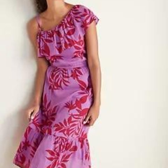 Old Navy Dresses & Skirts - Old Navy Waist-Defined One-Shoulder Midi Dress